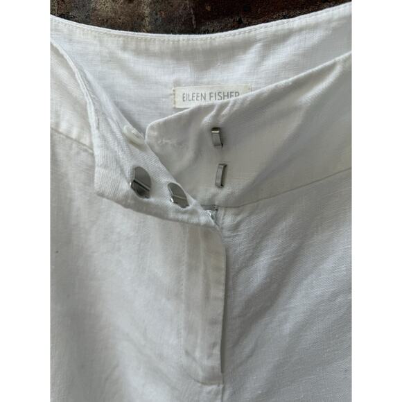 Eileen Fisher Linen Pants Straight White Medium Preppy Coastal Beachy Lagenlook - Picture 5 of 8